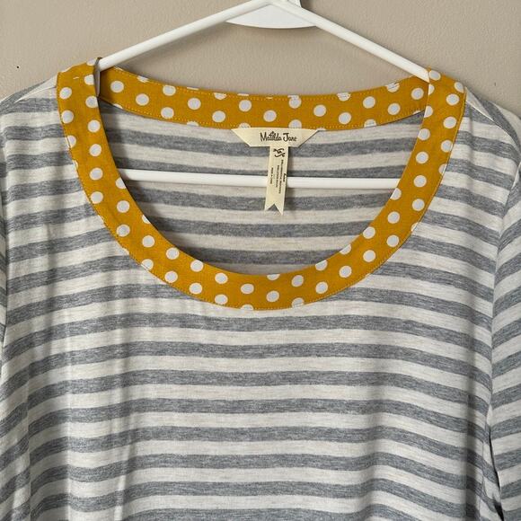 Matilda Jane Tunic Top Womens MEDIUM Mixed Print Lightweight Polka Dot Stripe - Picture 3 of 11